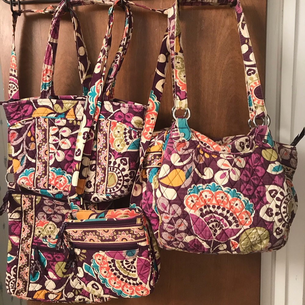 Vera Bradley Plum Crazy Purse Set